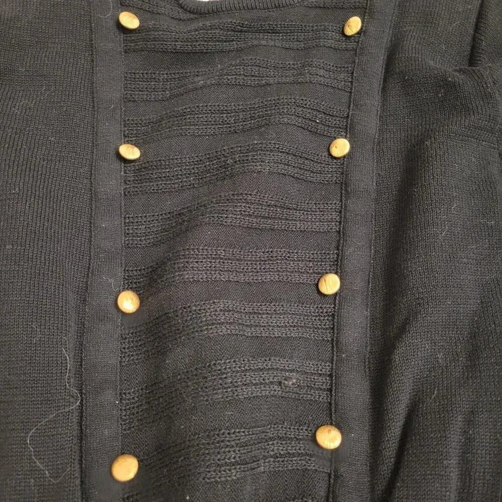 Vtg Ciao Long Sleeve Sweater Dress Gold Buttons Sz 6 Military Power Chic Wear - Picture 2 of 8